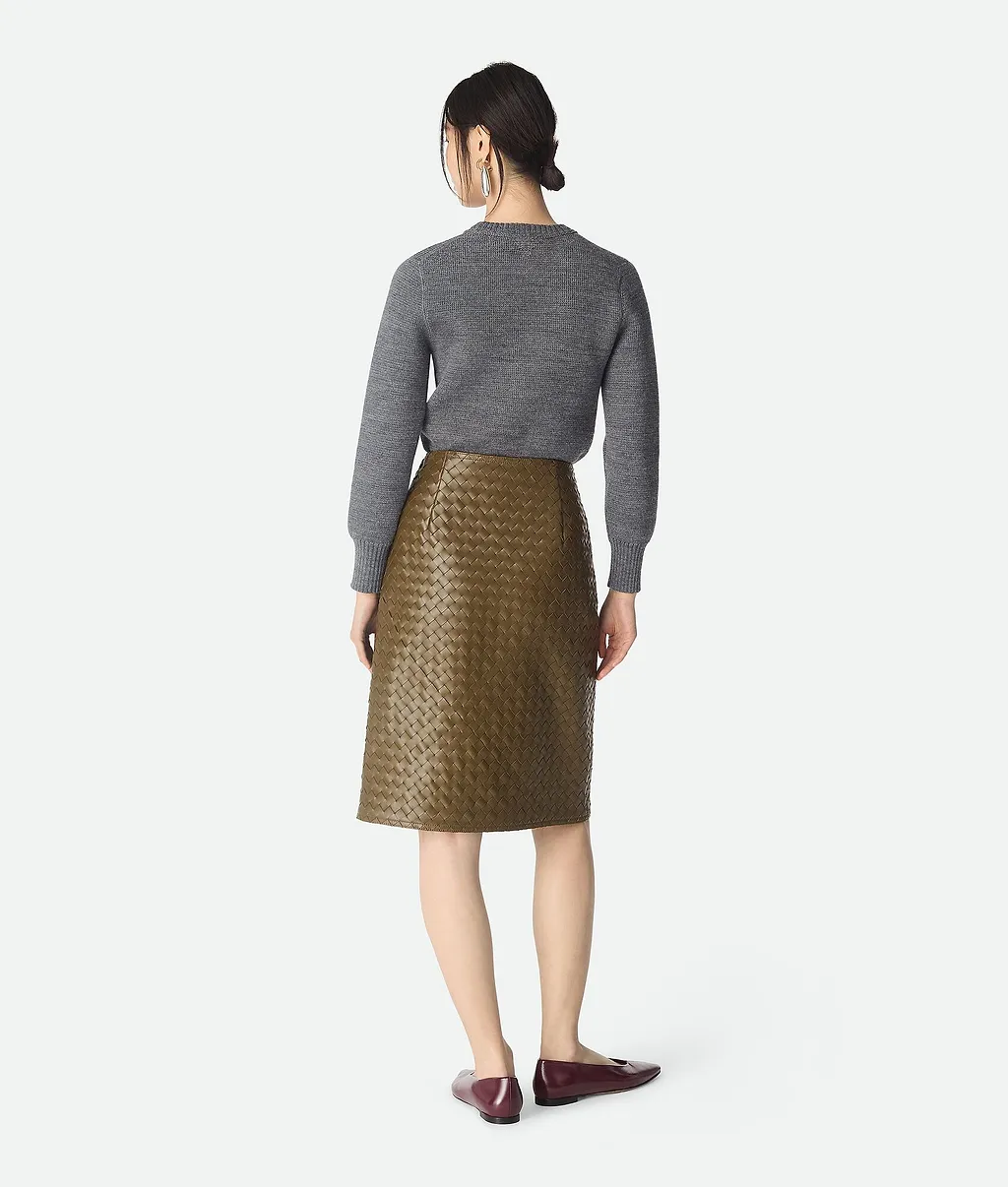 Intrecciato Leather Skirt