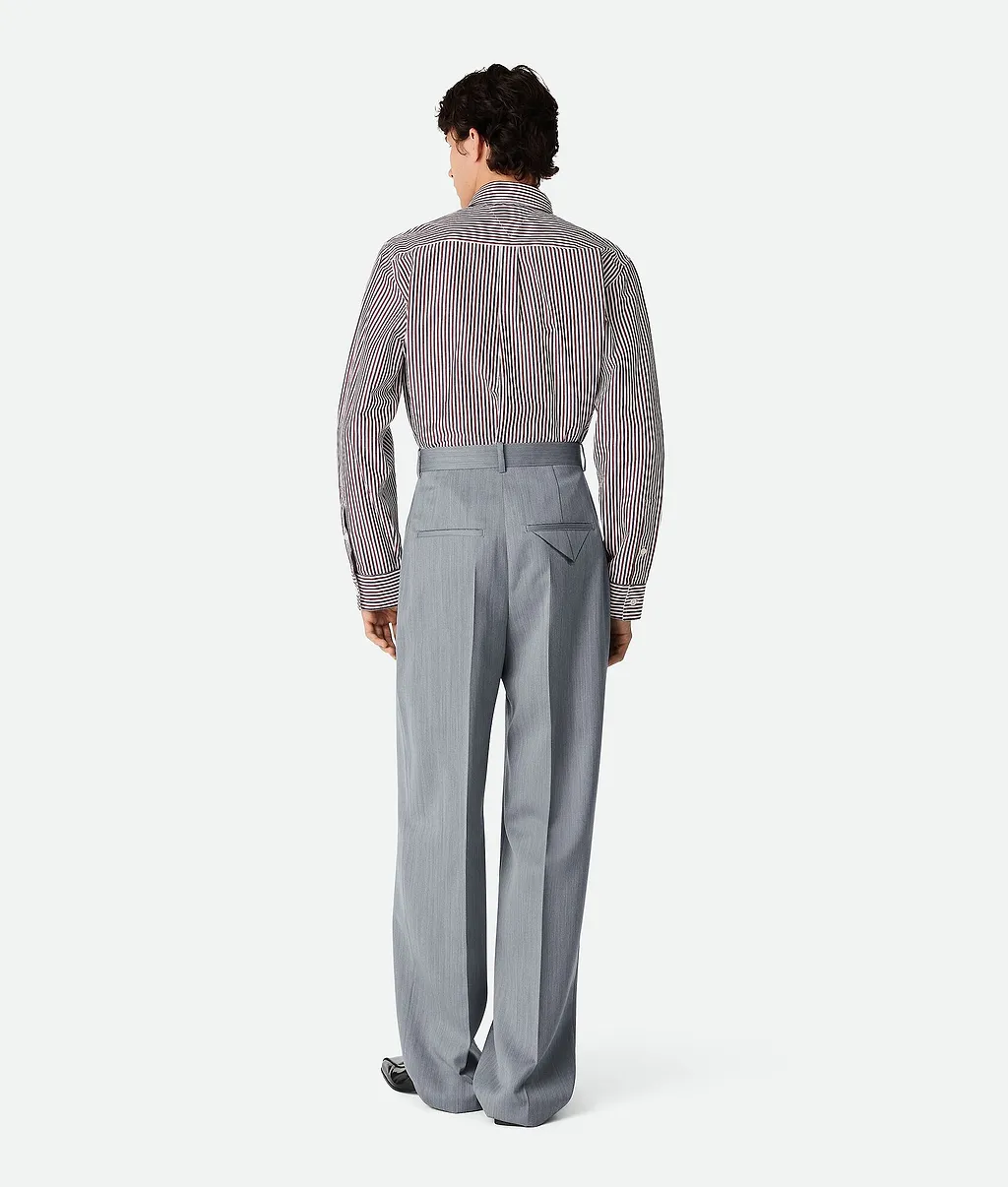 Wool Subtle Chevron Wide Leg Trousers