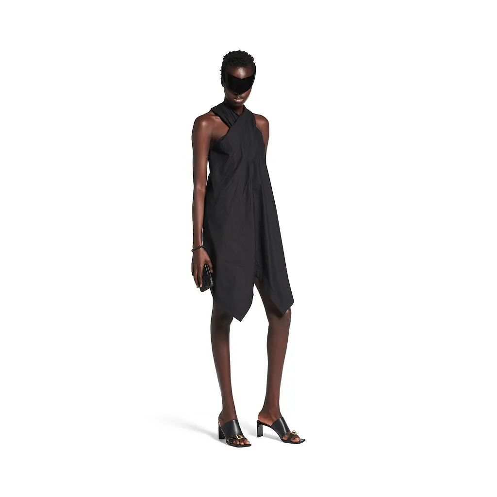 Twisted Sleeveless Shirt Dress