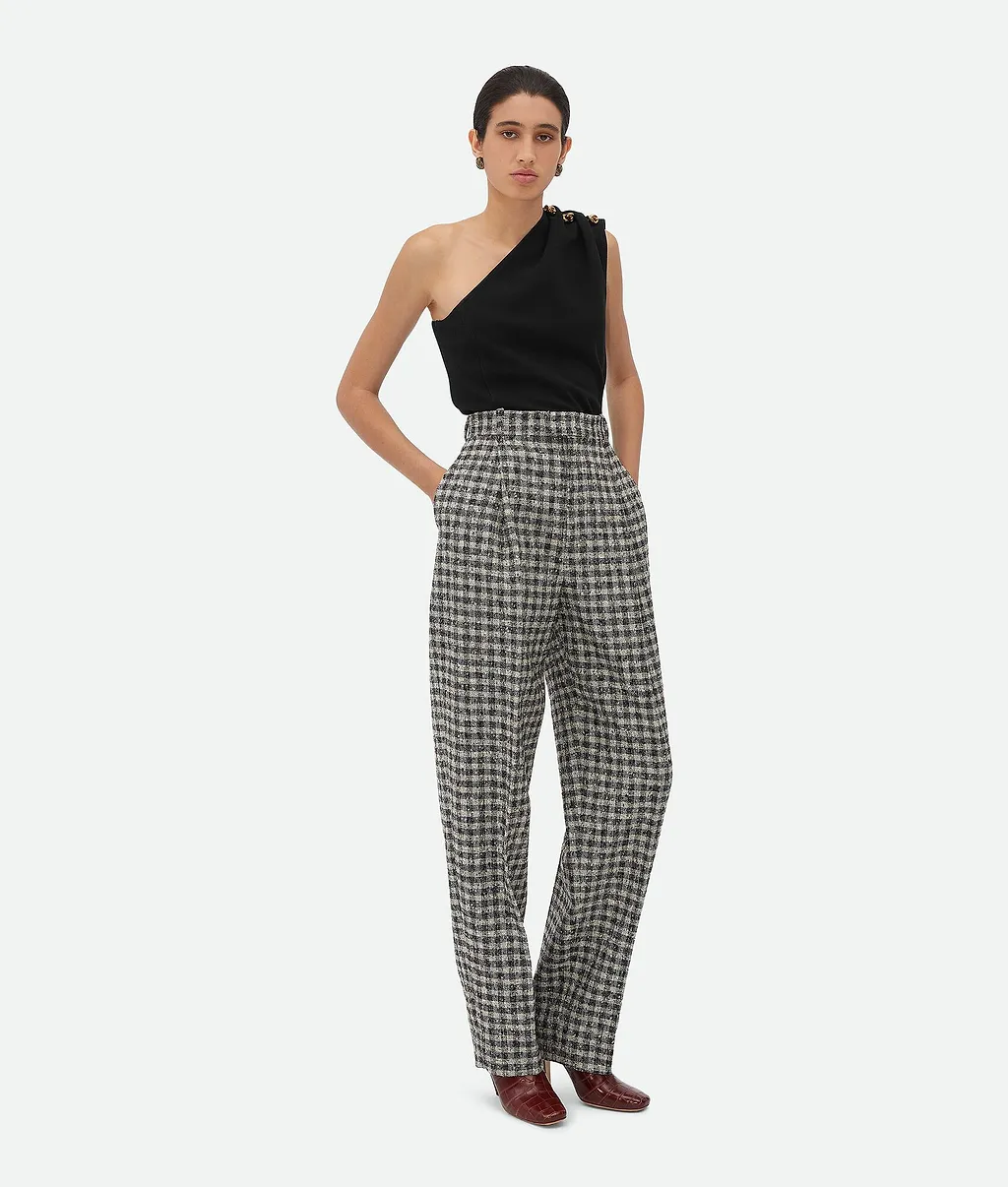 Boucle Gingham Wool Trousers