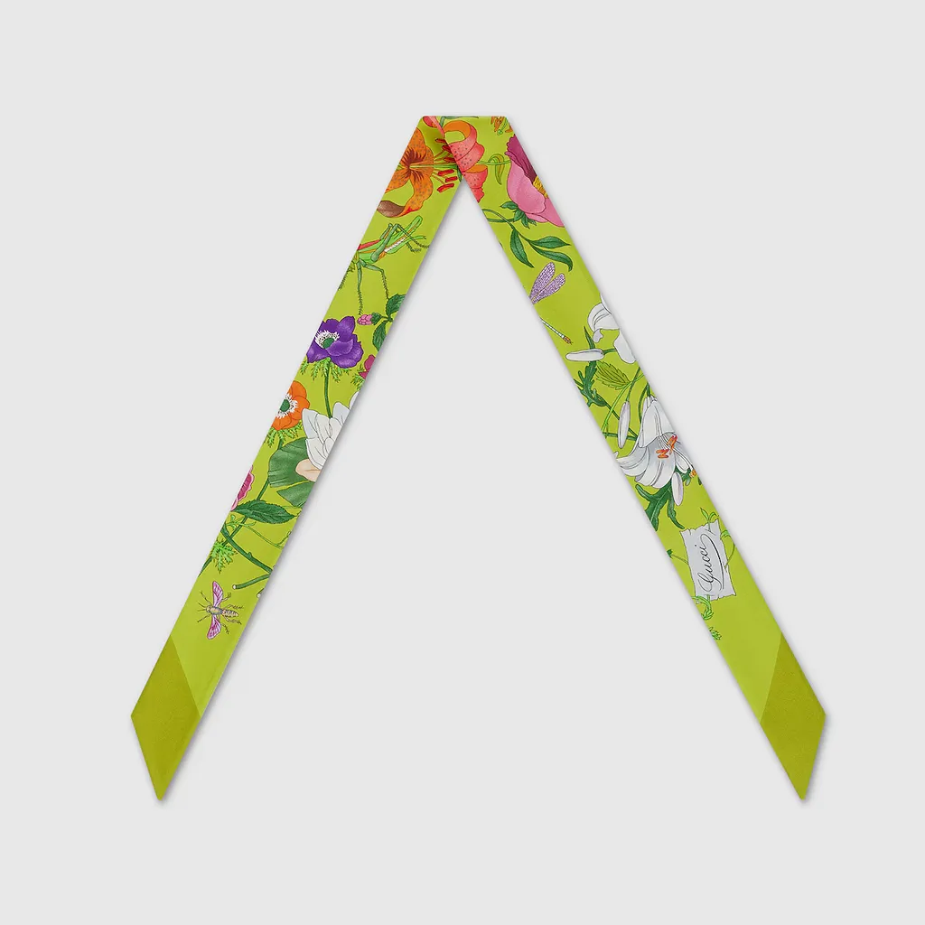Printed Silk Twill Neck Bow
