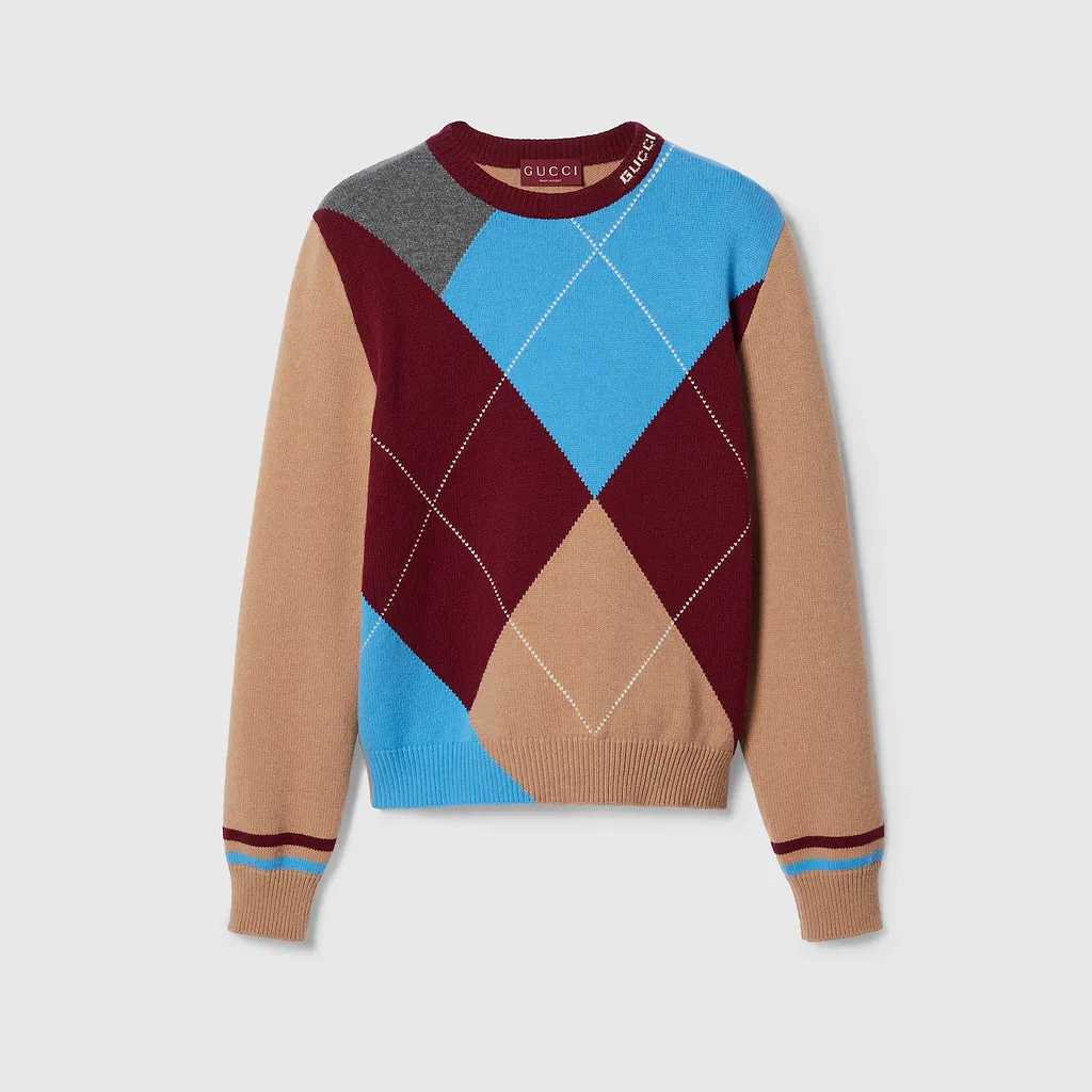 Wool Cashmere Argyle Sweater