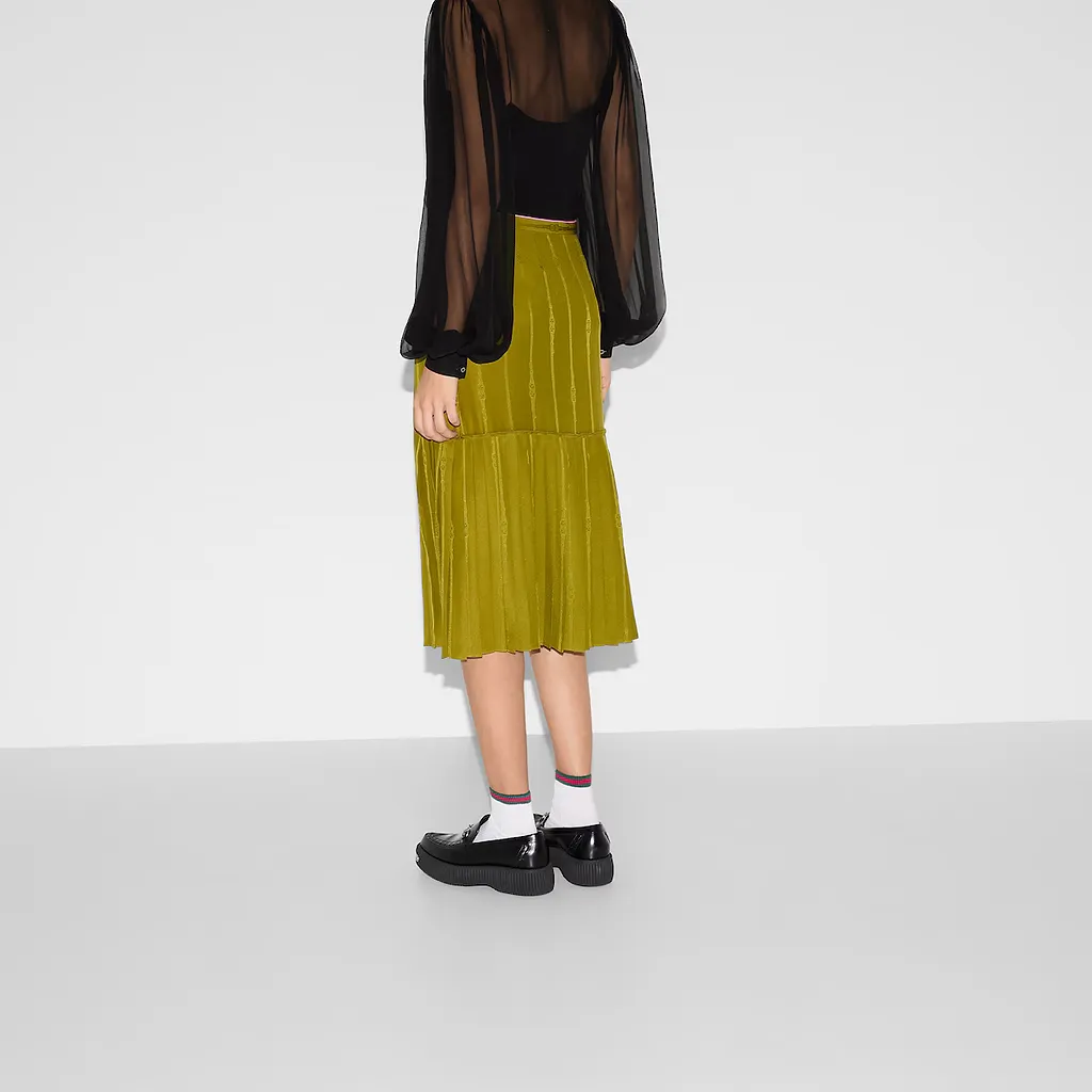 Chain And Belt Silk Jacquard Skirt