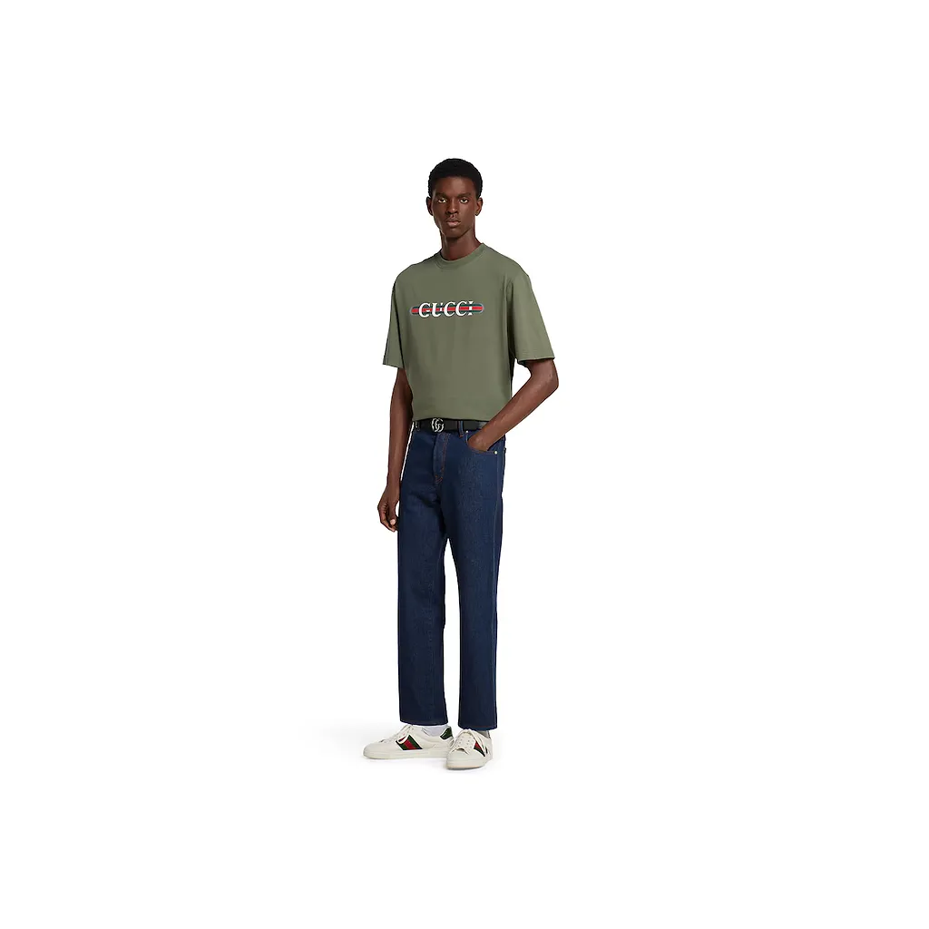 Heavy Cotton Jersey T-Shirt With Print
