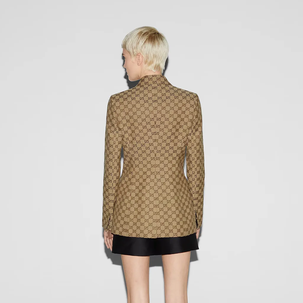 Double-Breasted Gg Canvas Jacket