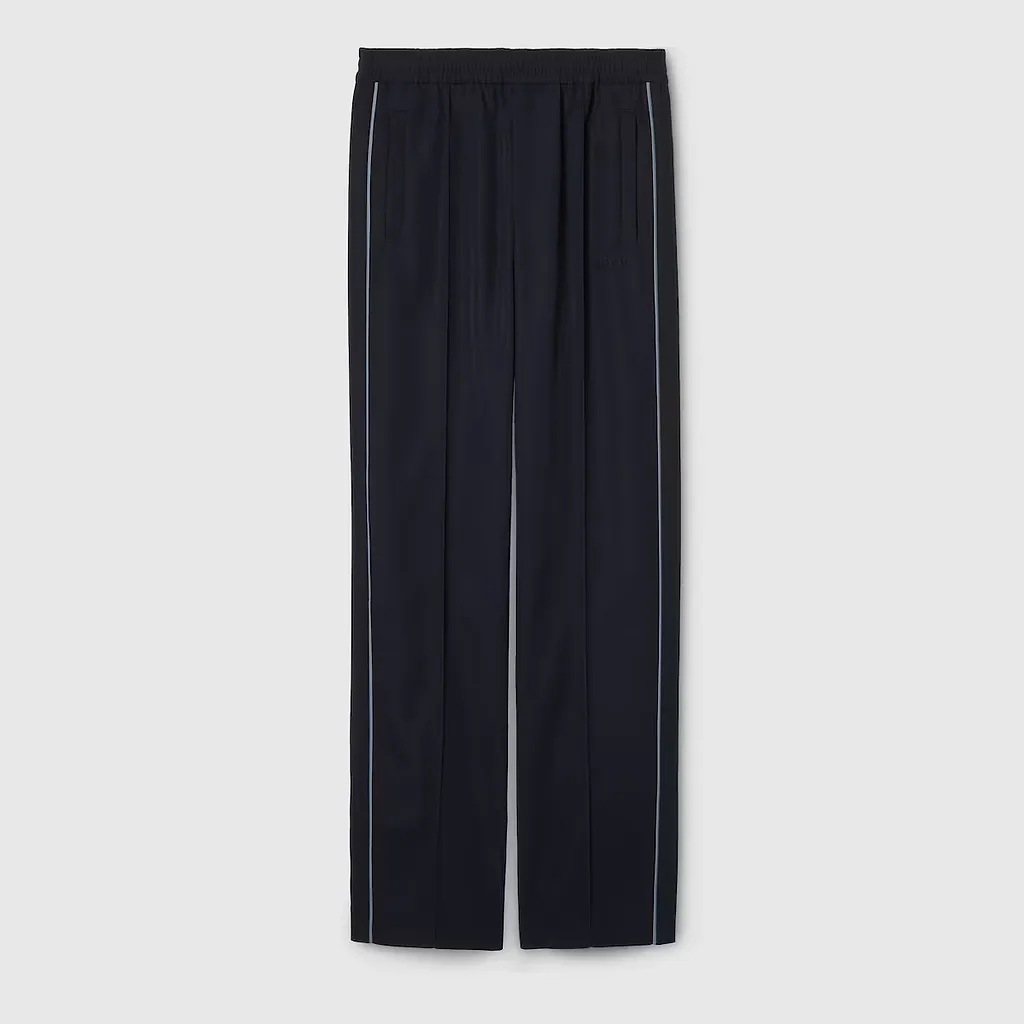 Embroidered Wool Twill Pant