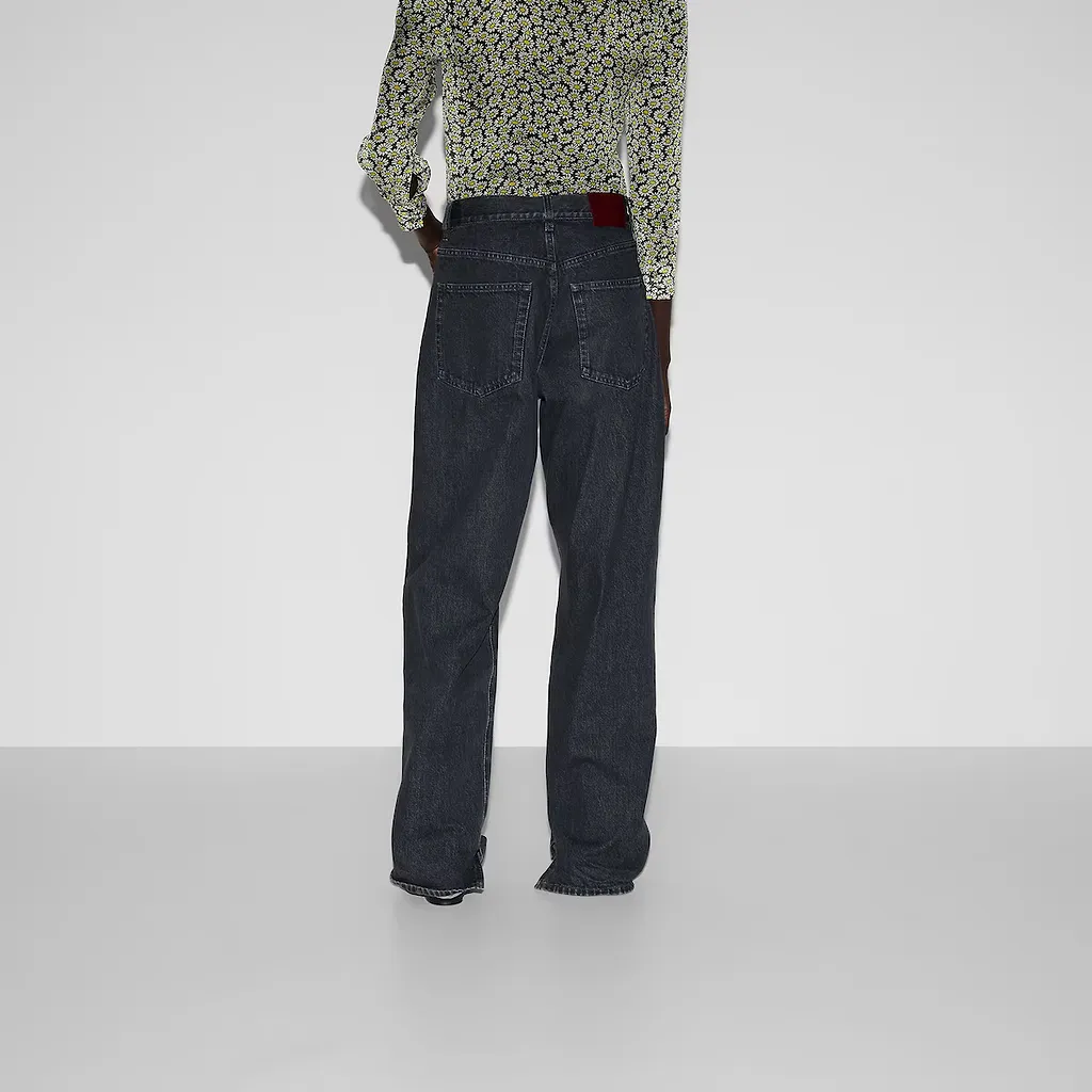 Denim Pant With Gucci Label
