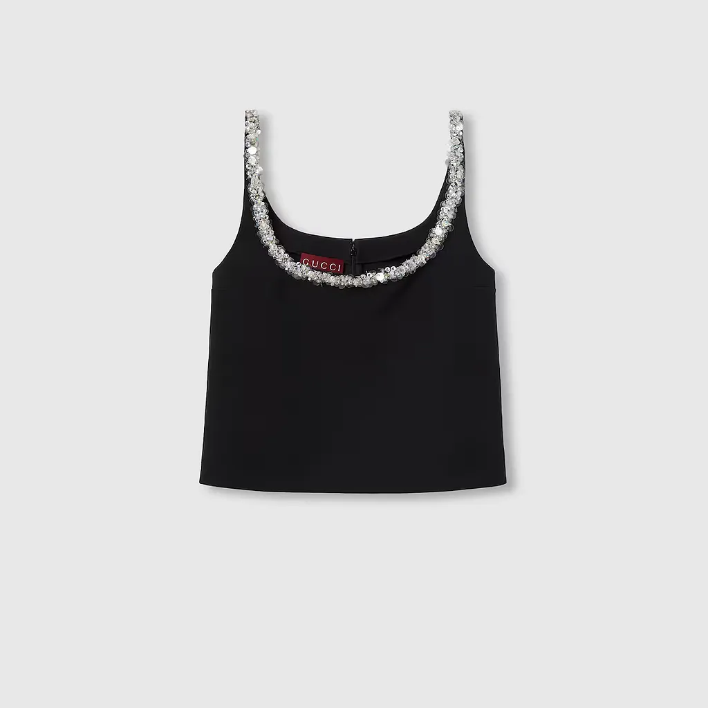 Embroidered Wool Silk CrÊPe Top