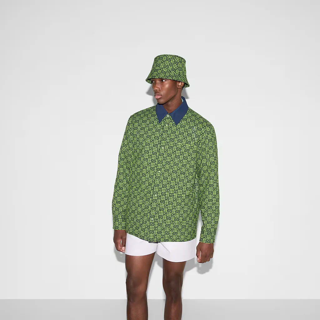 Gg Gingham Cotton Wool Jacket
