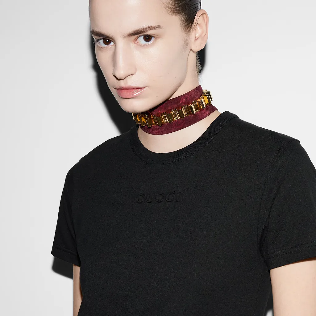 Cotton Jersey T-Shirt With Embroidery