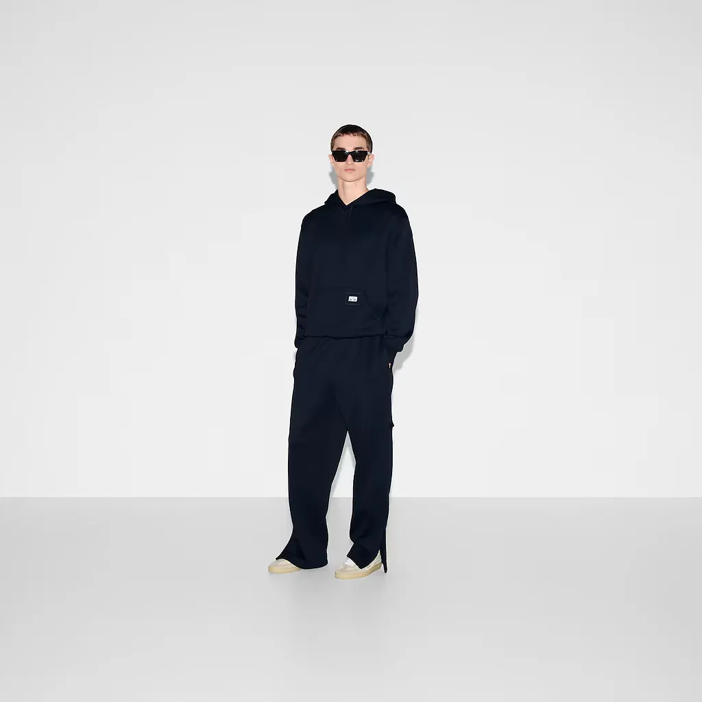 Wide Leg Nylon Jersey Trousers