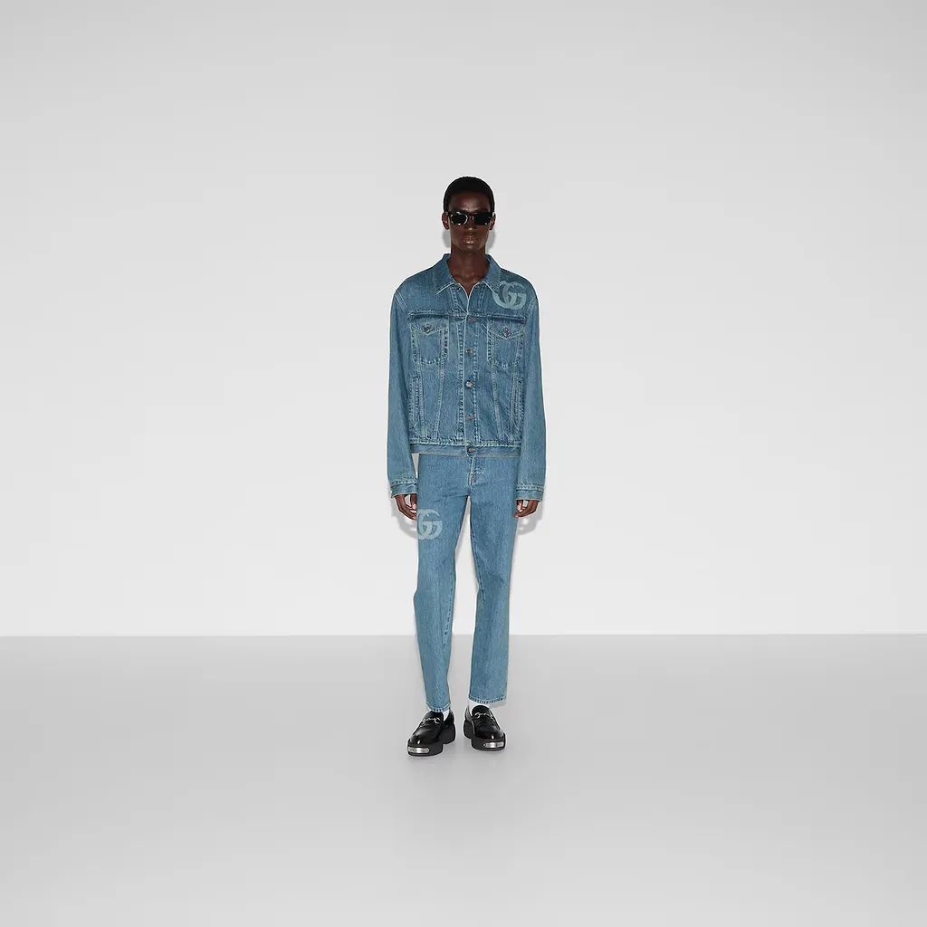 Lasered Double G Denim Jacket