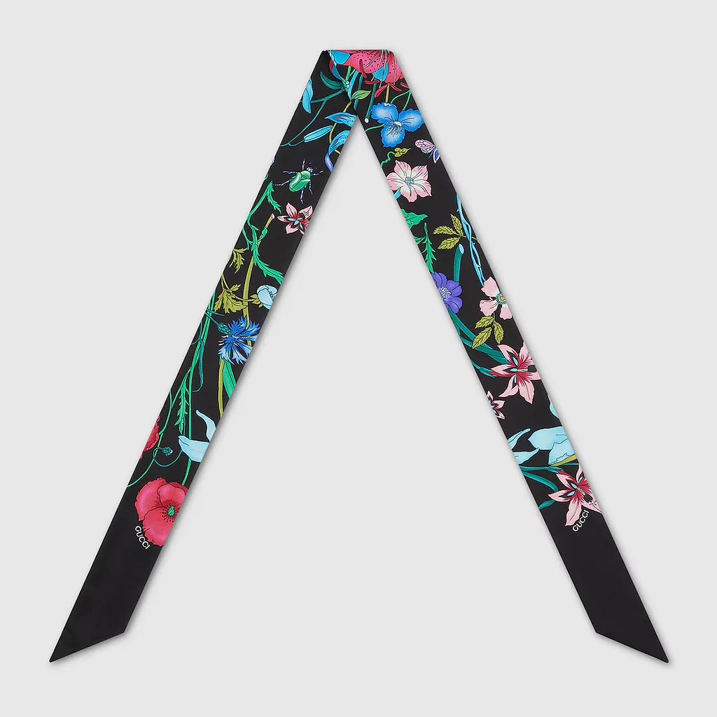Gucci Flora Print Silk Neck Bow