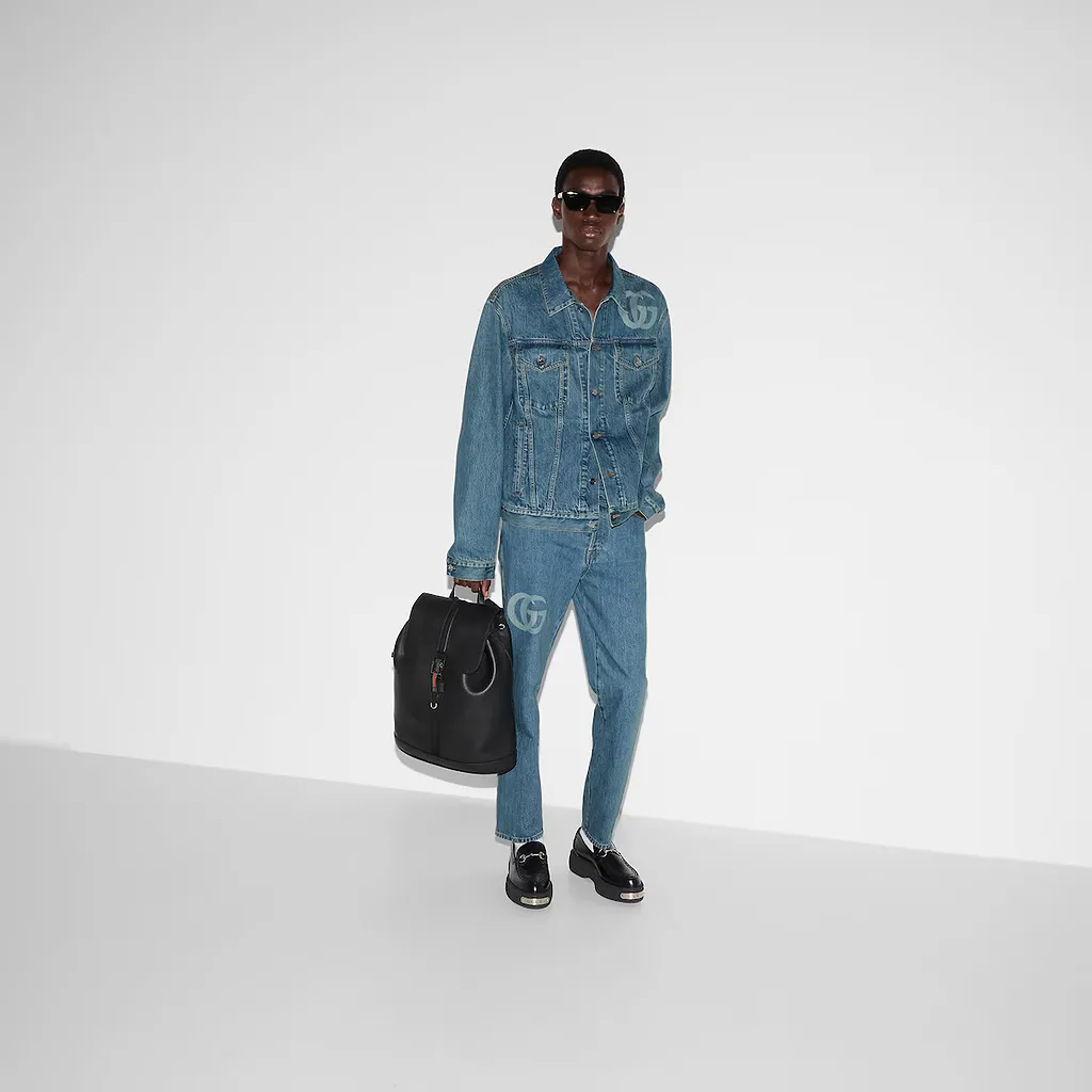 Lasered Double G Denim Trouser