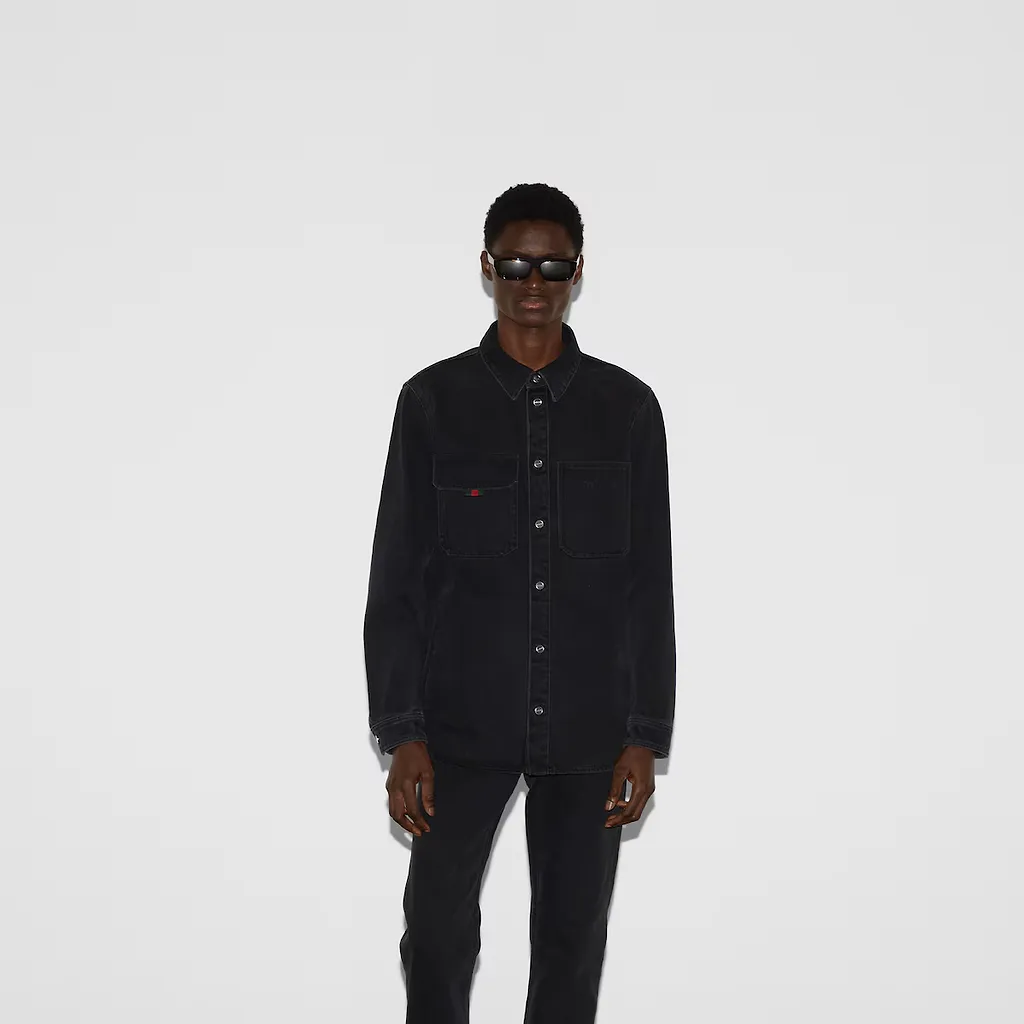 Denim Shirt With Gucci Embroidery