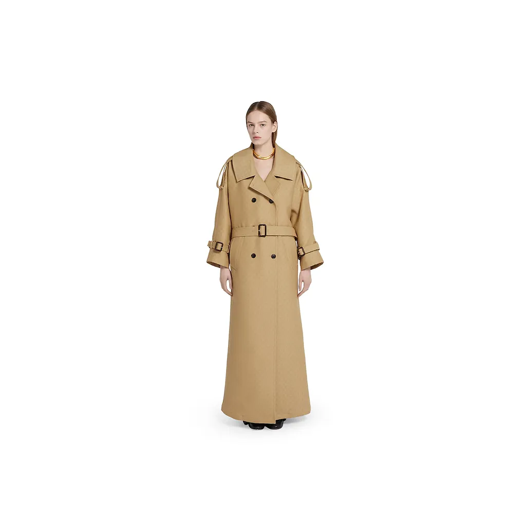 Gg CrÊPe Silk Wool Double-Breasted Coat