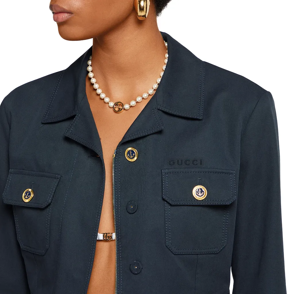 Cotton Canvas Jacket With Embroidery