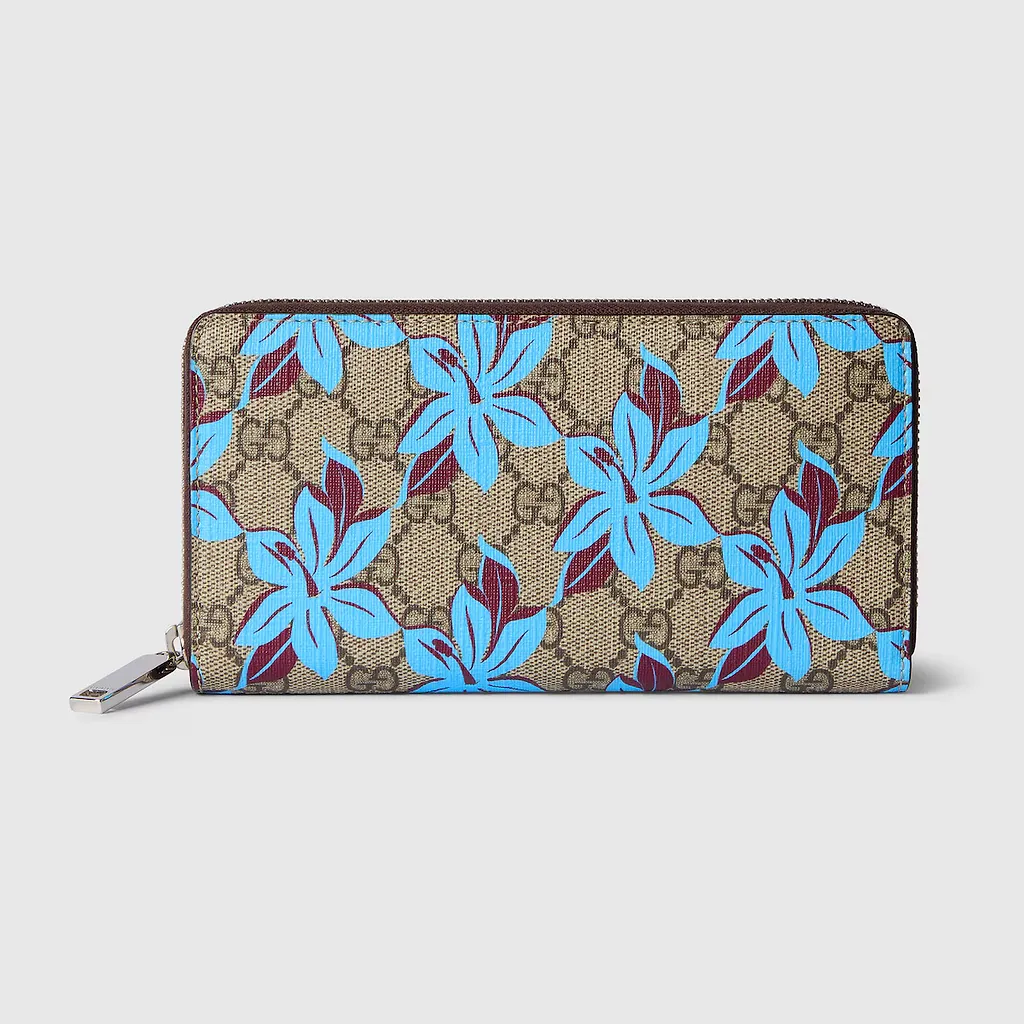 Gg Printed Zip Around Wallet