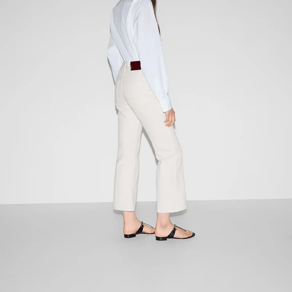 Cropped Flared Denim Trousers