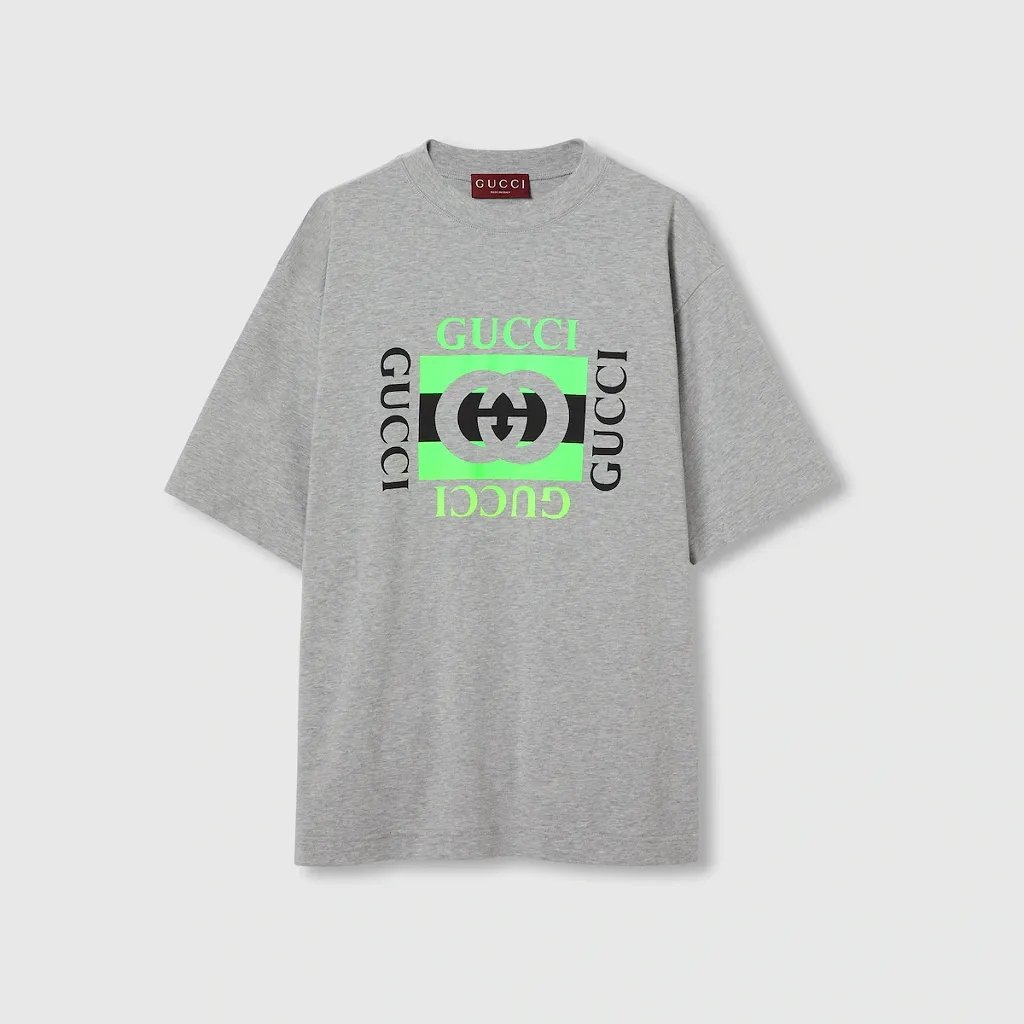 Cotton Jersey T-Shirt With Gucci Print