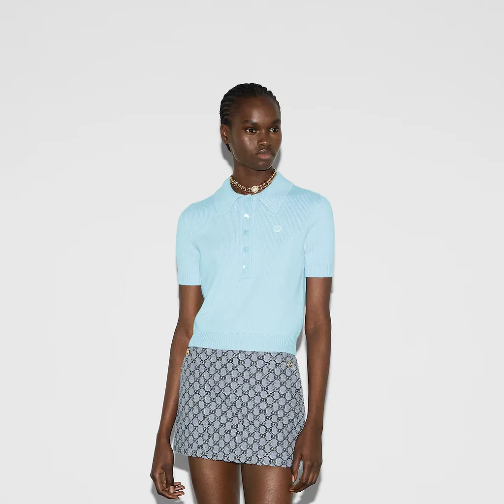 Wool Cashmere Polo Top