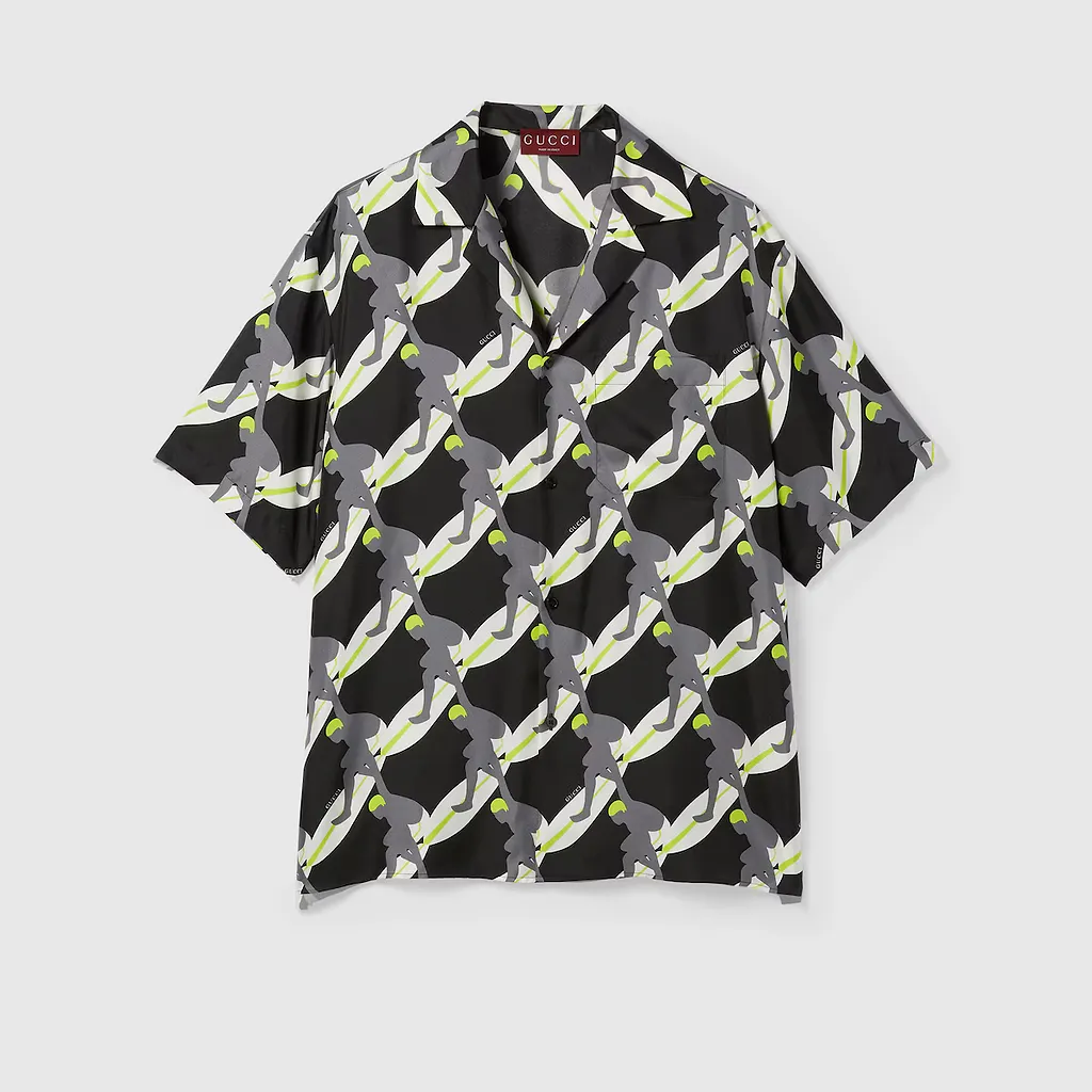 Printed Silk Bowling Shirt