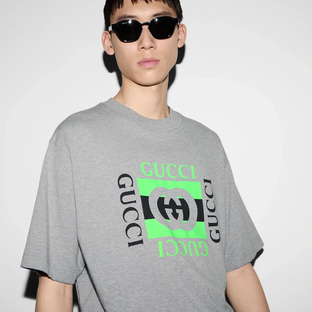 Cotton Jersey T-Shirt With Gucci Print