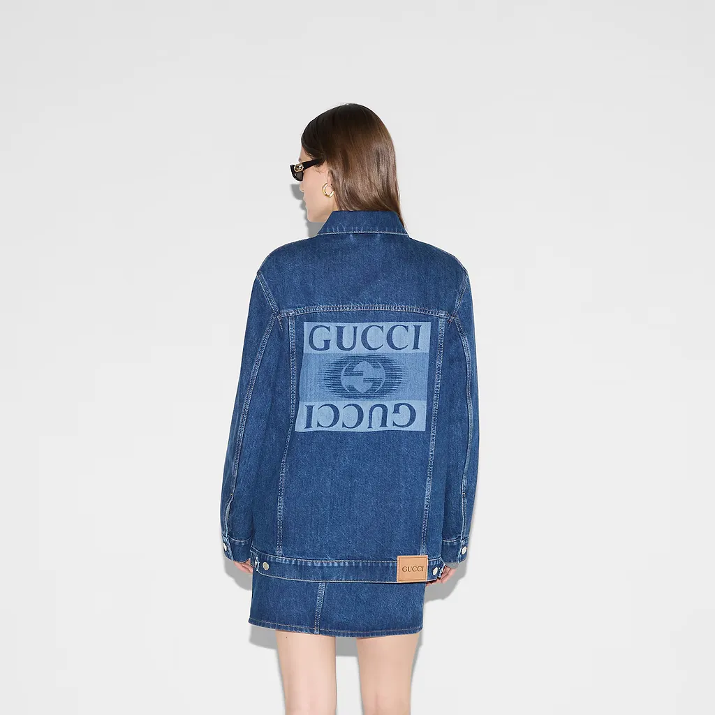 Denim Jacket With Gucci Print