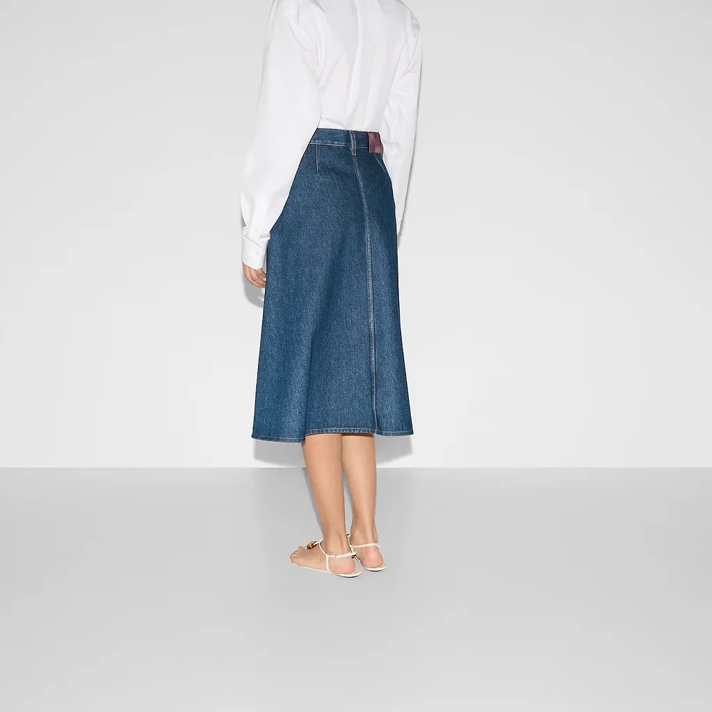 Mid-Length Denim Skirt