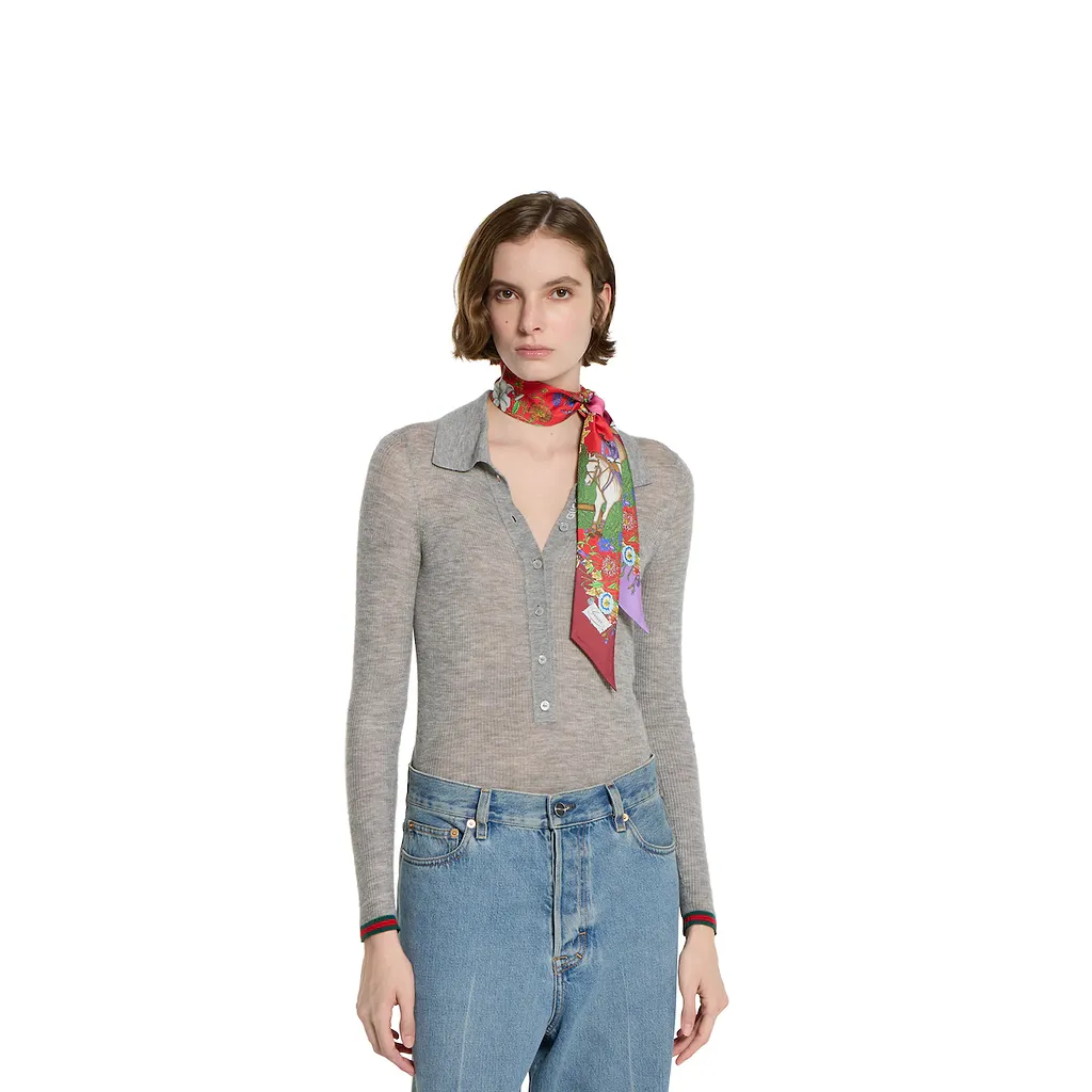 Allover Floral Print Silk Ribbon