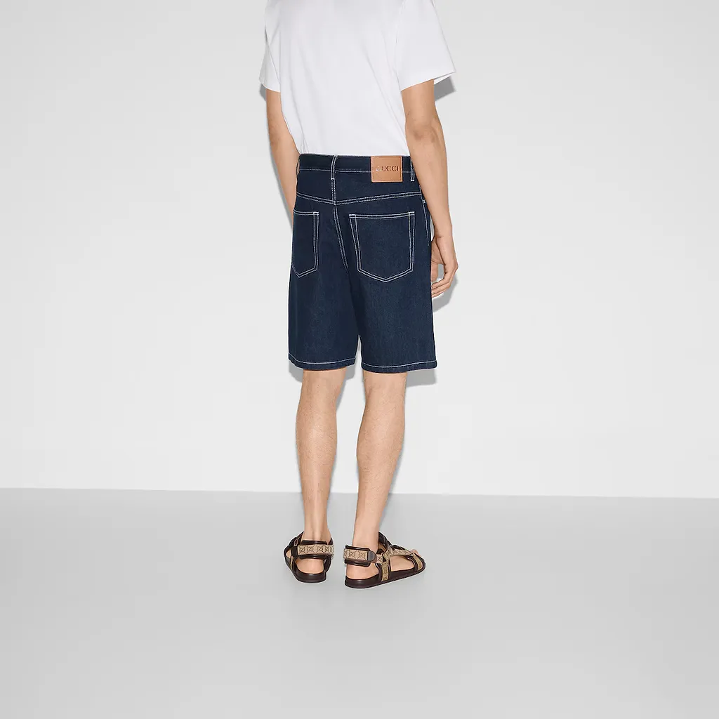 Lasered Denim Shorts