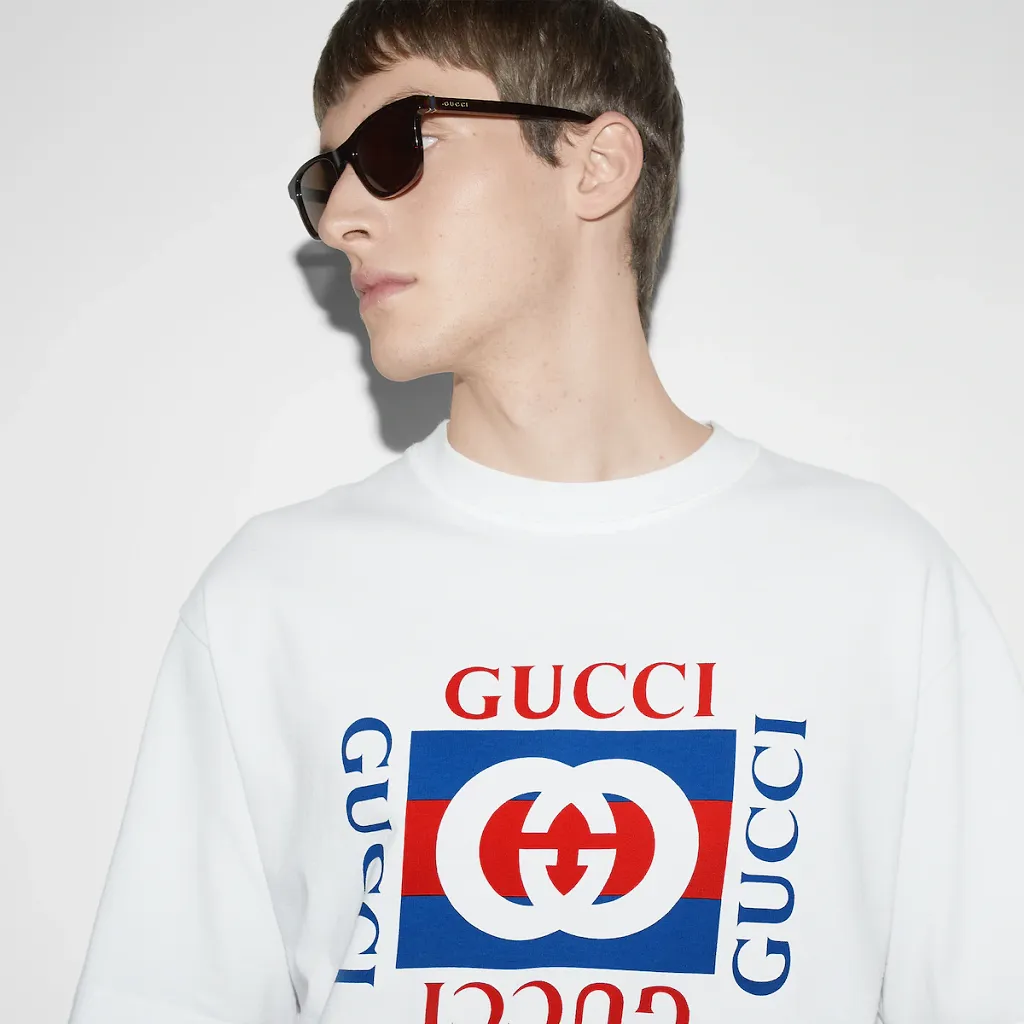 Cotton Jersey T-Shirt With Gucci Print