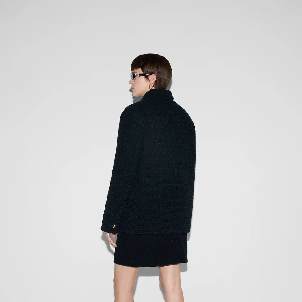 Checked Bouclé Wool Coat