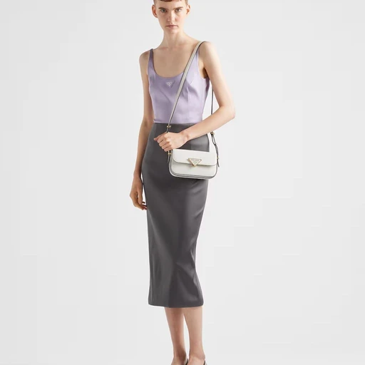Stretch satin midi-skirt