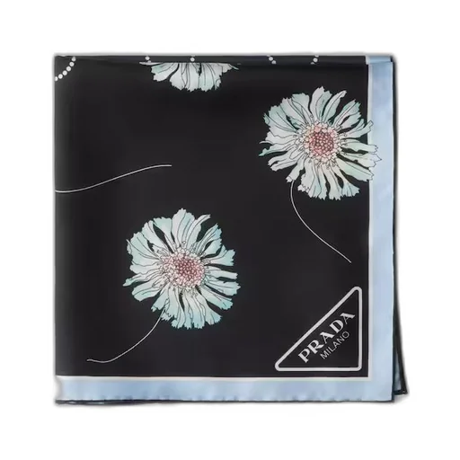 Printed silk twill scarf