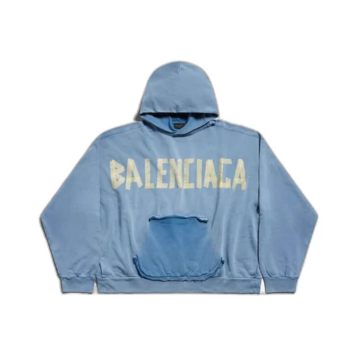 Tape Type Ripped Pocket Hoodie Large Fit
