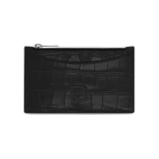 Hourglass Long Coin And Card Holder Crocodile Embossed