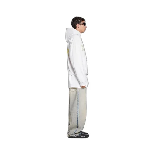 Tape Type Ripped Pocket Hoodie Large Fit