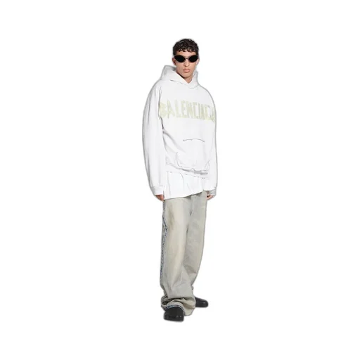 Tape Type Ripped Pocket Hoodie Large Fit