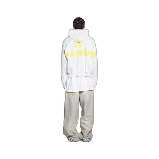 Tape Type Ripped Pocket Hoodie Large Fit