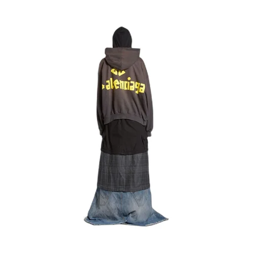 Tape Type Ripped Pocket Hoodie Large Fit