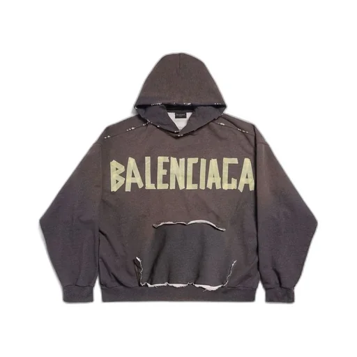 Tape Type Ripped Pocket Hoodie Large Fit