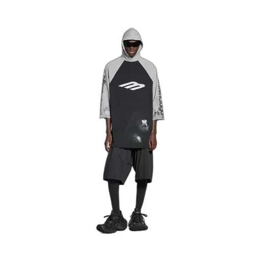 3B Stencil Hooded Raglan T-Shirt Oversized
