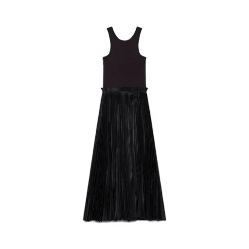 Bal Diagonal Allover Hybrid Tank Top Pleated Dress