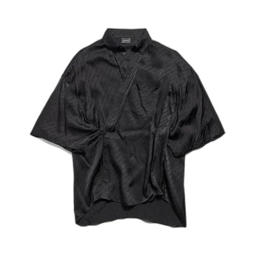 Stencil Allover Short Sleeve Wrap Blouse
