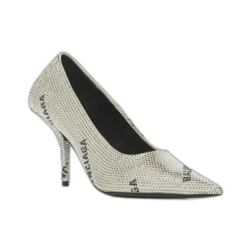 Square Knife 80mm Pump With Allover Logo Rhinestones