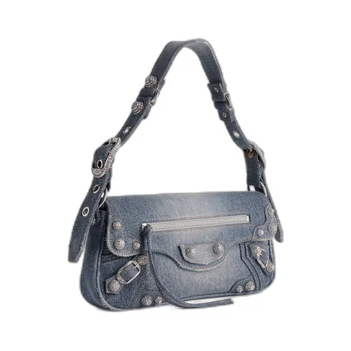 Le Cagole Small Sling Bag Denim With Rhinestones