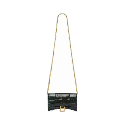Hourglass Wallet On Chain Crocodile Embossed