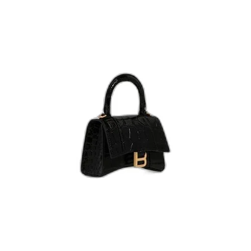 Hourglass Mini Handbag With Chain Crocodile Embossed