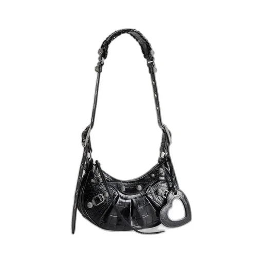 Le Cagole XS Shoulder Bag Crocodile Embossed With Rhinestones